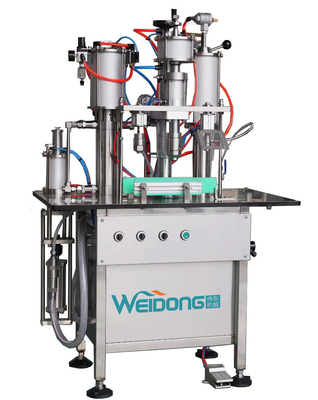 SUS304 Máquina de llenado de aerosoles Semiautomática Sprays para el cuerpo Perfumes seguros para el funcionamiento